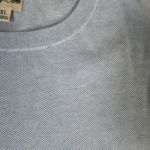 J.Crew Knit Short-Sleeve Cotton Piqué-Stitch Sweater Men XL Heather Sky Pullover - Picture 6 of 9